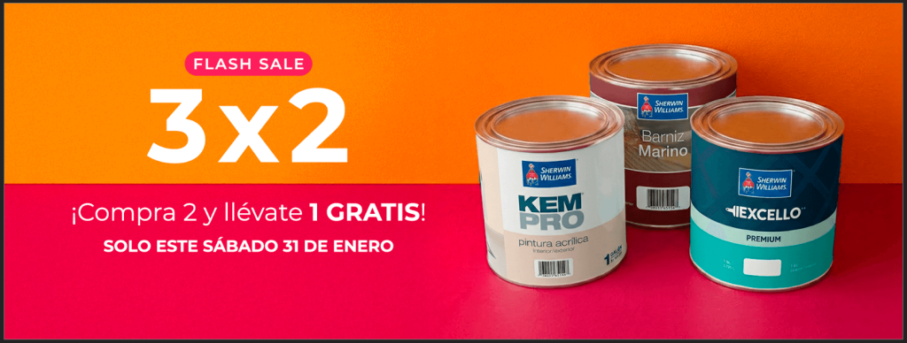 Acabados y Pinturas - Compra 2 galones o cubetas y llévate 1 GRATIS (2X1)