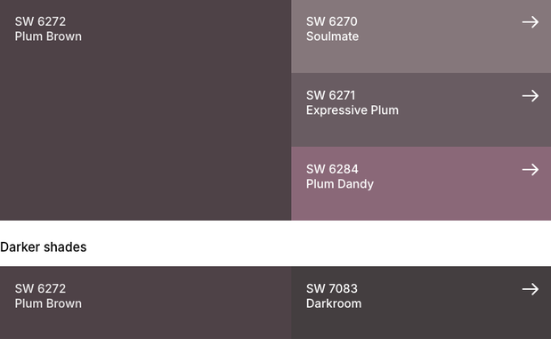 Acabados y Pinturas - Plum Brown SW 6272 - Color del Mes de Octubre 2026 de Sherwin Williams - Con que color combinar Plum Brown